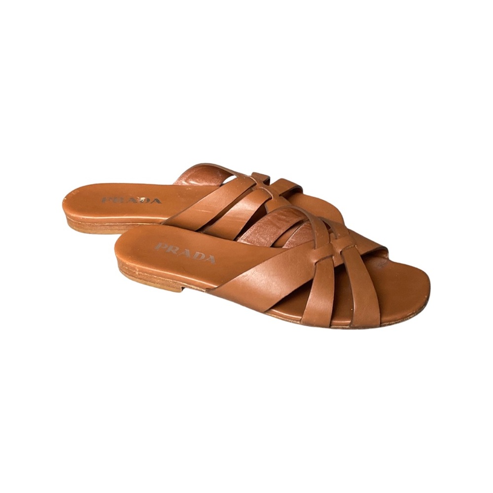 PRADA Leather Slides Sandals Sz 38